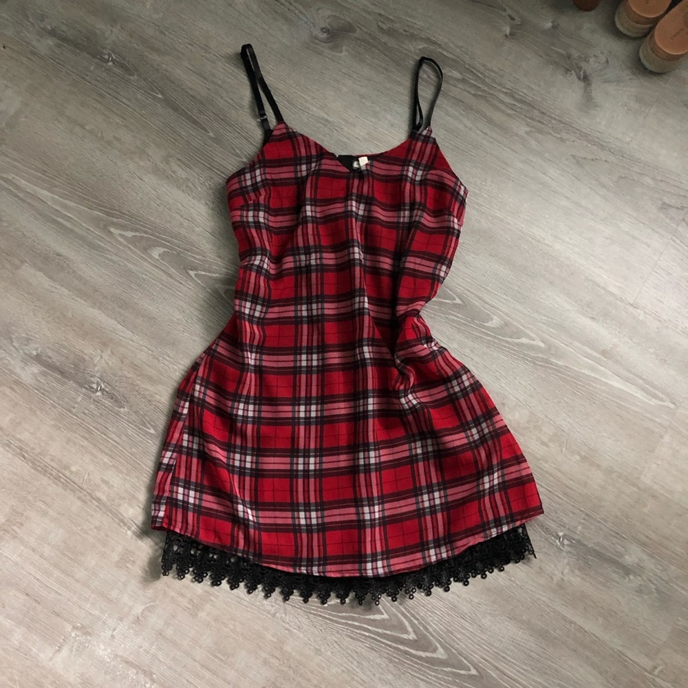 Red plaid minidress